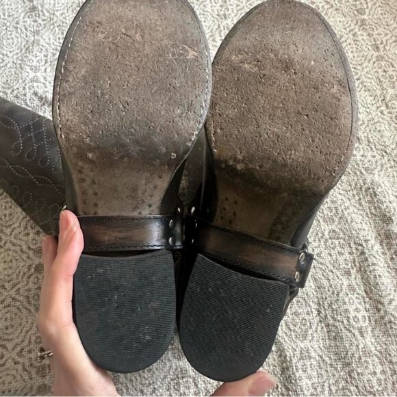 Freebird Shawna Gray Taupe Harness Western Moto Boots 9 - Picture 8 of 9